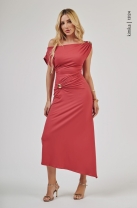 Vestido Midi Ombro a Ombro Vermelho