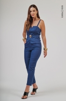 Conjunto Calça e Blusa com Alças Finas Marinho