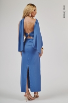 Vestido Longo Tomara que Caia Azul