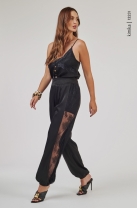 Conjunto de Calça e Blusa Acetinada Preto