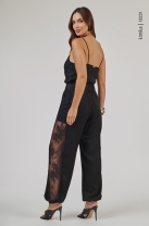 Conjunto de Calça e Blusa Acetinada Preto