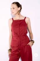 Conjunto de Calça e Blusa Colete Bordô