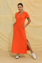 Vestido Longo com Fenda Lateral Laranja