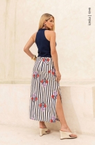 Conjunto Saia Midi Estampada E Cropped Ziper