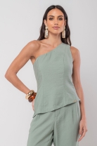 Conjunto de Calça e Blusa Ombro Único Verde
