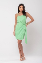 Vestido Assim&eacute;trico com Transpasse Verde