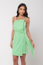 Vestido Assim&eacute;trico com Transpasse Verde
