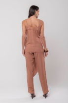 Conjunto de Calça e Blusa com Amarração Mocha Mousse