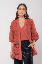 Conjunto de Kimono e Cropped Terra