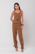 Conjunto de Calça e Blusa Marrom