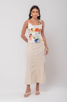 Saia Longa com Fenda Lateral Off White