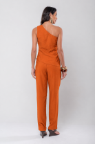Conjunto de Calça e Blusa Ombro Único Laranja